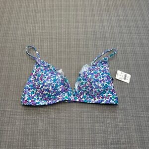 New J Crew Bikini Top Large Floral Print Ruffle Triangle Swim Resort Vacation